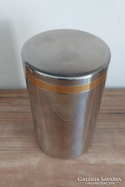 Zepter elegant stainless steel kitchen storage box decorated with gold trim, spices, coffee, tea, sugar