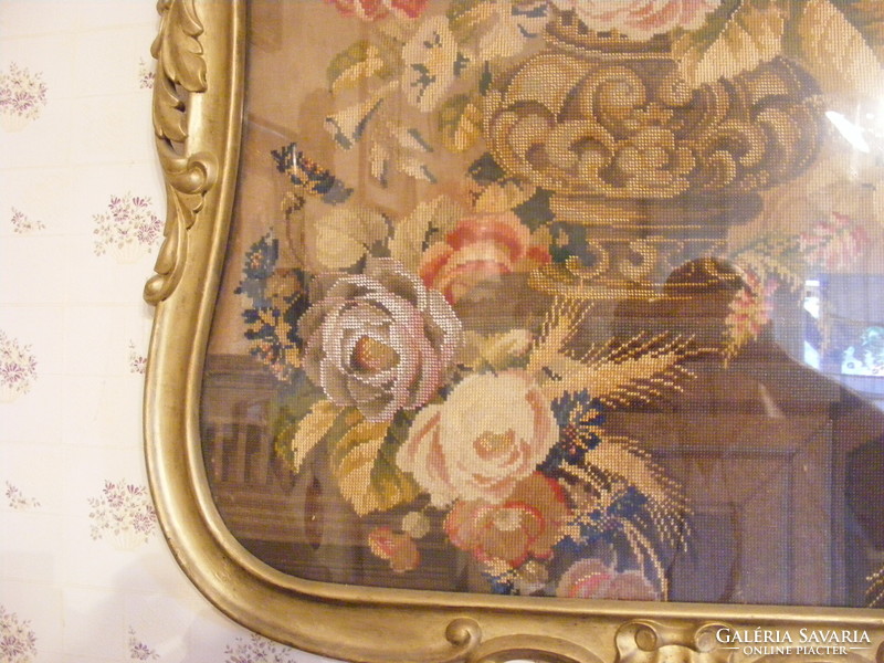 Embroidered antique wall picture