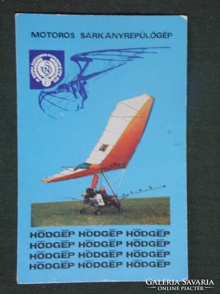 Card calendar, beaver engine hang glider, hódmezővásárhely, 1987