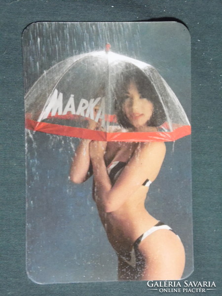 Card calendar, Áfés wine farm in Szeged, soft drink brand, erotic female nude model, 1984