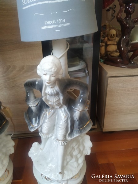Porcelain, baroque figural lamp for sale in pairs! 64 Cm