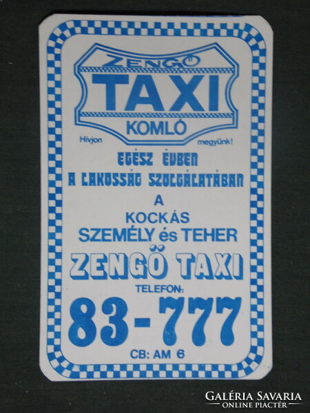 Kártyanaptár, Zengő Taxi Komló, 1987
