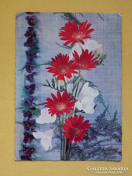 Futott képeslapok virágokkal, 5 darab - a fotók szerint /03/