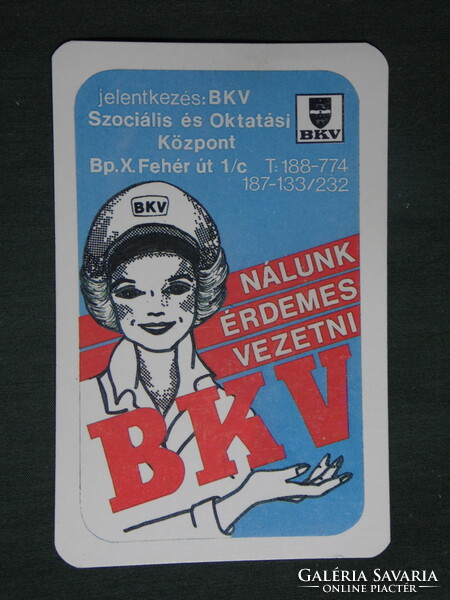 Kártyanaptár,BKV közlekedési vállalat,Budapest,szakmunkás képzés grafikai rajzos,1989