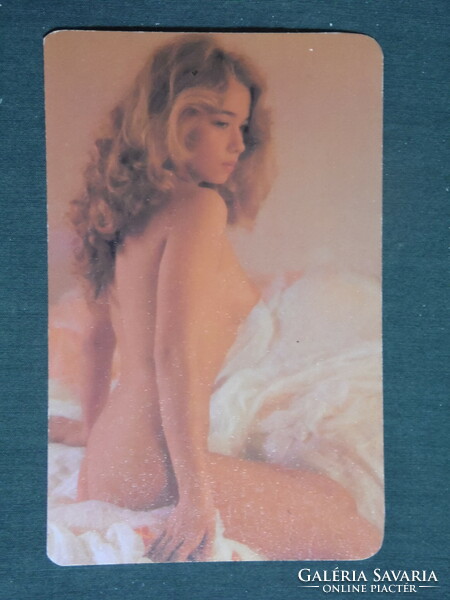 Kártyanaptár,Trafik ajándék üzletek,művészet,Marjai Judit,erotikus női akt modell, 1987