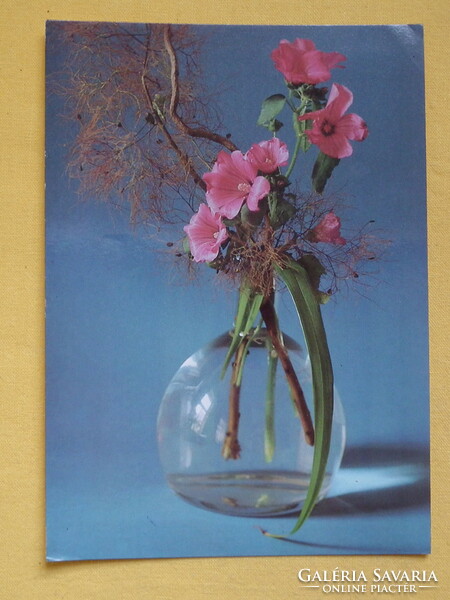 Futott képeslapok virágokkal, 5 darab - a fotók szerint /04/
