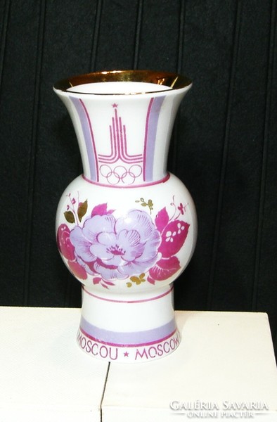 Lomonosov porcelán váza - 1980-as Moszkvai olimpiára készült - 12 cm