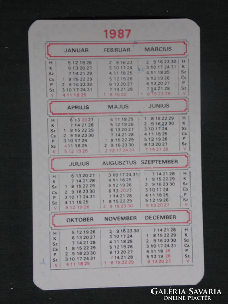 Kártyanaptár, Zengő Taxi Komló, 1987
