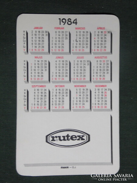 Kártyanaptár,Rutex textilkereskedelmi vállalat,erotikus női modell, 1984