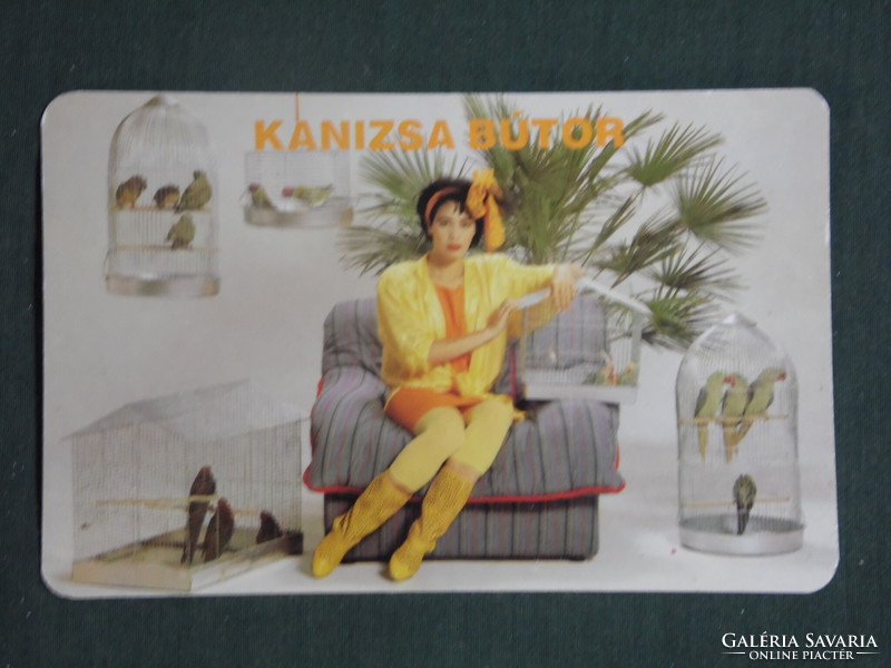 Card calendar, Nagykanizsa furniture factory, erotic female model, 1987