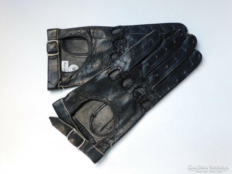 Black women's leather car gloves