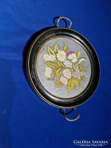 Wooden frame tray with embroidered lace insert