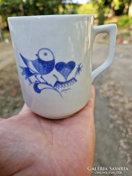 Sinkó old Zsolnay mug with blue bird