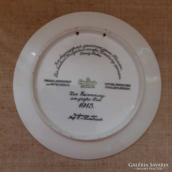 JelzettVintage Rosenthal emlék vöröskereszt tányér Német I-világháború Selb Bajorország Von Zumbsch