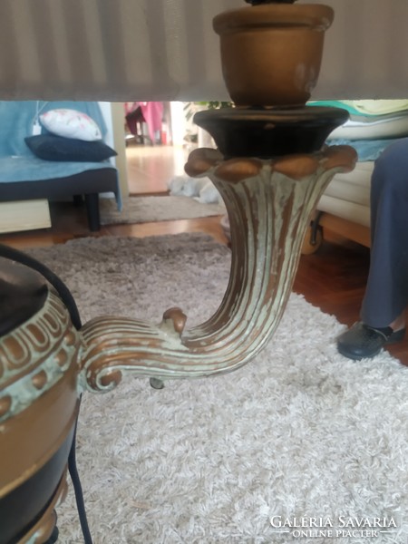 Large, Greek-patterned ceramic floor lamp for sale!