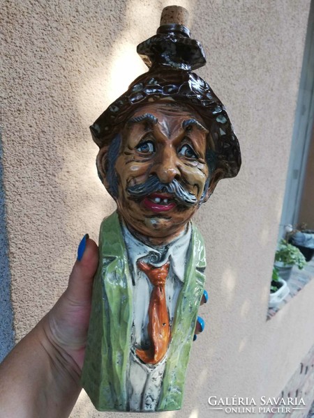Antique male bust figural bottle 28 cm