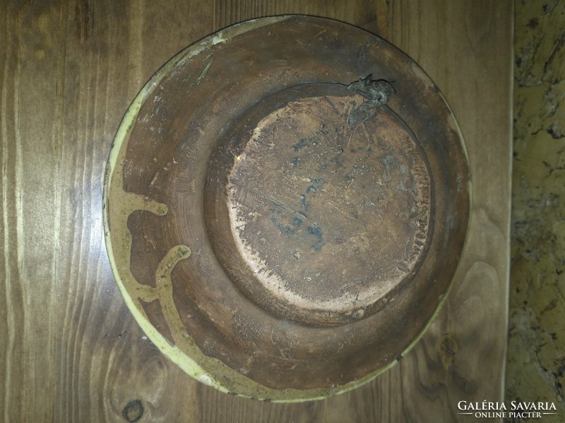 Antik fröcskölt kerámia tányér, paraszttányér