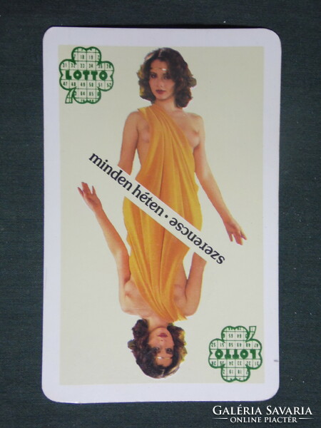 Kártyanaptár, Totó Lottó vállalat, erotikus női akt modell, 1986