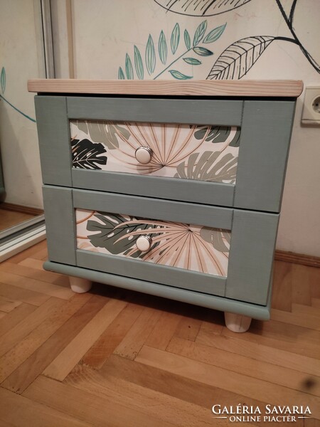 Freshly renovated, unique, painted bedside table