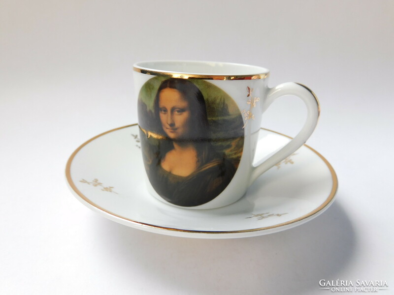 Limoges mocha set with gioconda (mona lisa)