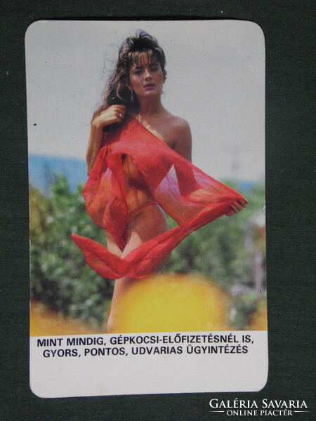 Kártyanaptár,Takarékszövetkezet,erotikus női akt modell, 1987