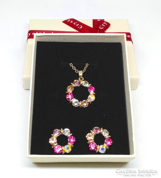 Colorful crystal necklace and earring set 20
