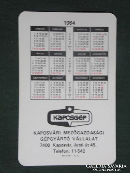 Card calendar, kaposvár kaposvár, kcr tractor loading grapple, 1984