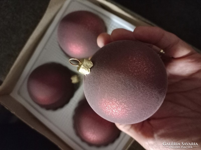 Old blown glass burgundy spheres with a velvet surface