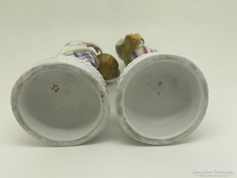 Antique German 19th century porcelain figurines vintage pair 18cm
