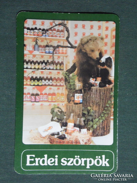 Kártyanaptár,Erdei medve málna szörp,Jaffa,Erdei termék vállalat, 1986
