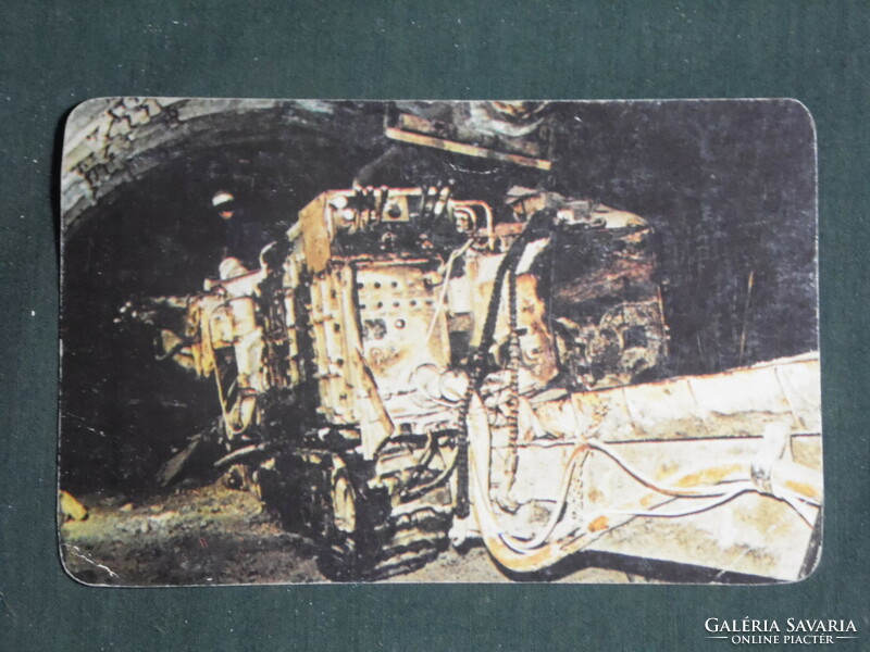 Kártyanaptár, Oroszlány szénbánya, bányász, bánya munkagép, 1984