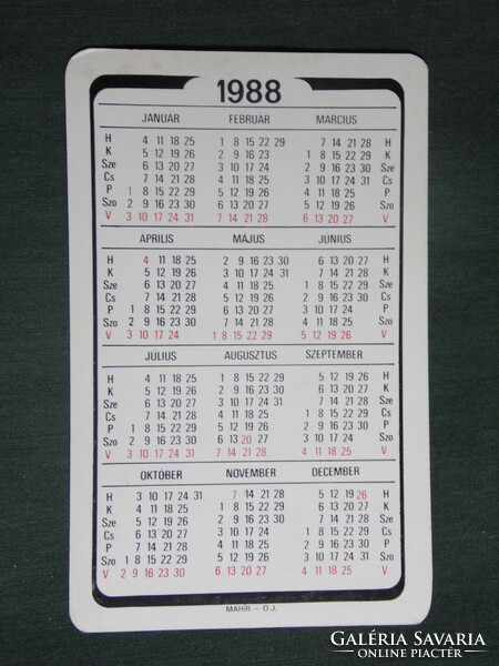 Card calendar, bkv transport company, Budapest, skilled worker training graphic artist, 1988
