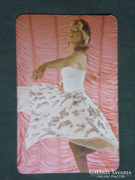 Card calendar, rutex textile trading company, erotic female model, 1984