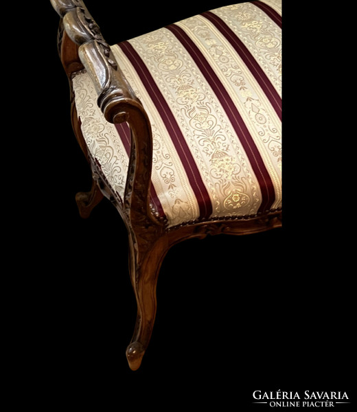 French baroque carved walnut sofa