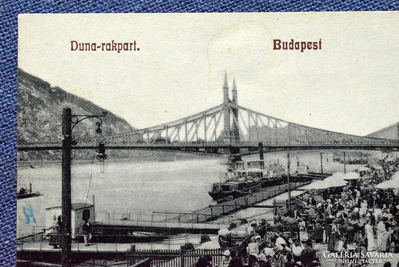 Budapest - Duna -rakpart - Vásár-nap, forgatag  / jó fotó képeslap 1910 körül