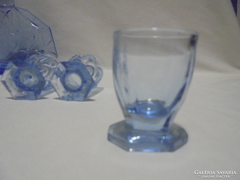 Old blue glass liqueur set