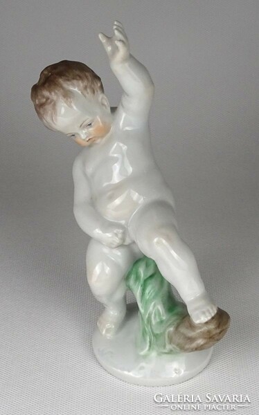 1P005 old Herend porcelain peeing boy figure 18 cm