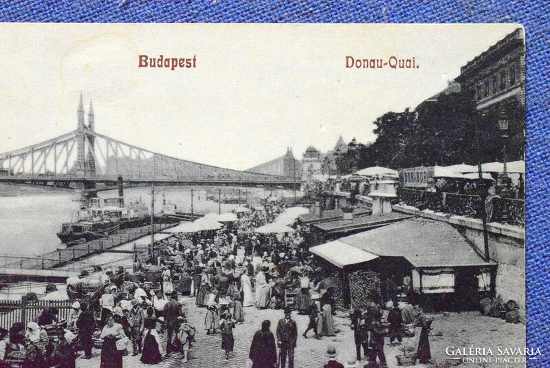 Budapest - Duna -rakpart - Vásár-nap, forgatag  / jó fotó képeslap 1910 körül