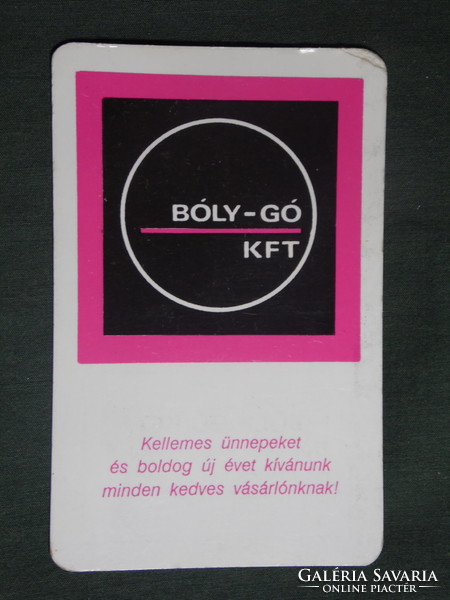 Card calendar, bóly-gó kft., bóly 1991