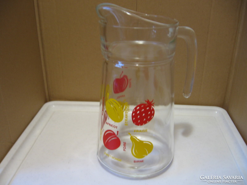 Retro fruit patterned glass jug