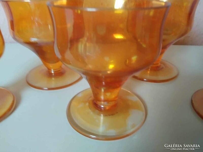 5 pieces, antique stemmed glass, amber color, very beautiful