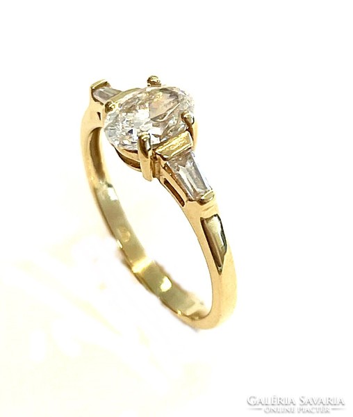 Yellow gold women's ring with spinel stone 52m