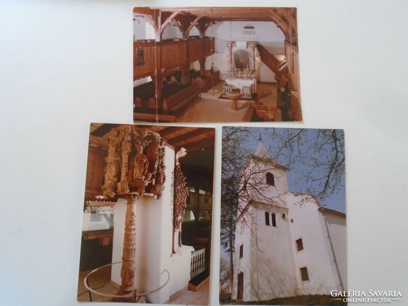 D199026  Képeslapok - Nemeskér- Evangélikus templom  3 db fotólap Mészáros  FORTE