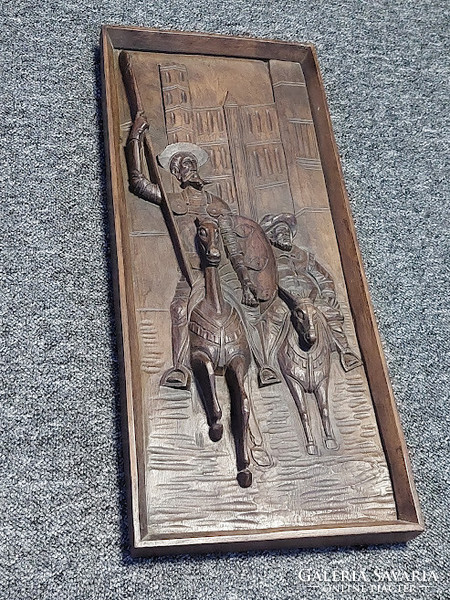 Don Quixote - Sancho Panza wooden relief