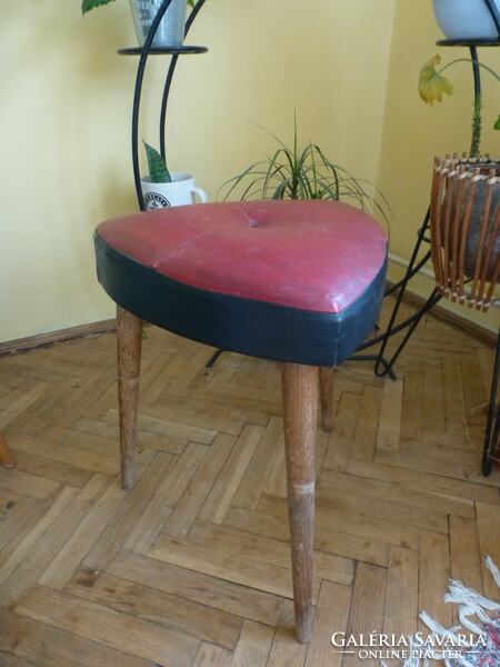 Red and black art deco small chair, ottoman, seat