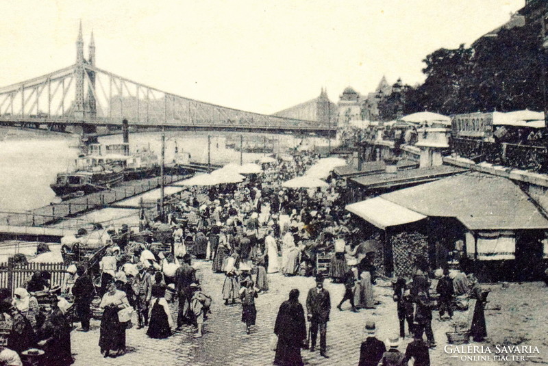 Budapest - Duna -rakpart - Vásár-nap, forgatag  / jó fotó képeslap 1910 körül