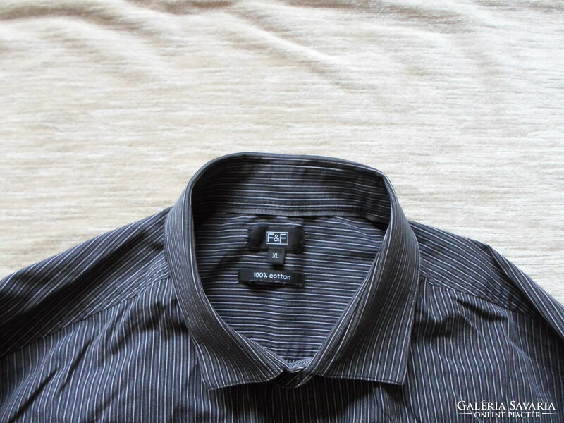 Long-sleeved men's shirt 7.: Gray-black striped shirt (f&f)