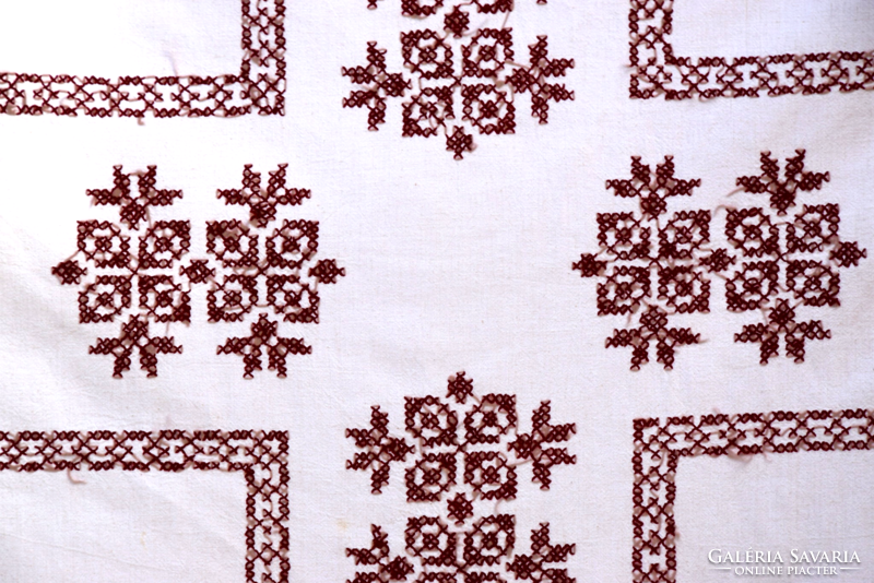 Old folk traditional large linen tablecloth tablecloth tablecloth hand embroidered 149 x 123