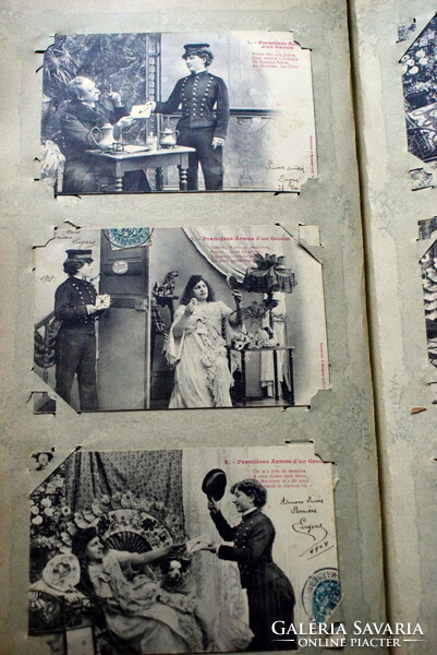 5 darabos  antik Bergeret sorozat  fotó képeslap  udvarlás