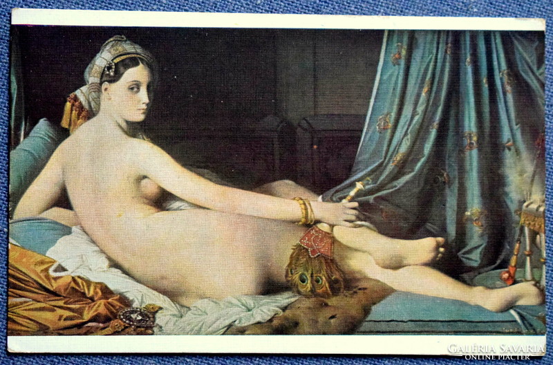Antique painting artist postcard ingres - the bed nude